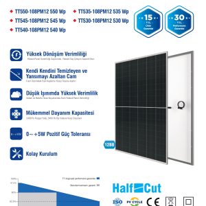 Günəş paneli 550 Wt Tommatech, 108PM M12